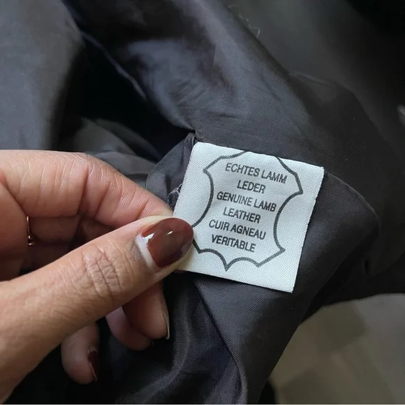 Vintage Lamb Leather Draped Jacket Belted Brown Cropped Moto Oversized Biker - Picture 10 of 10